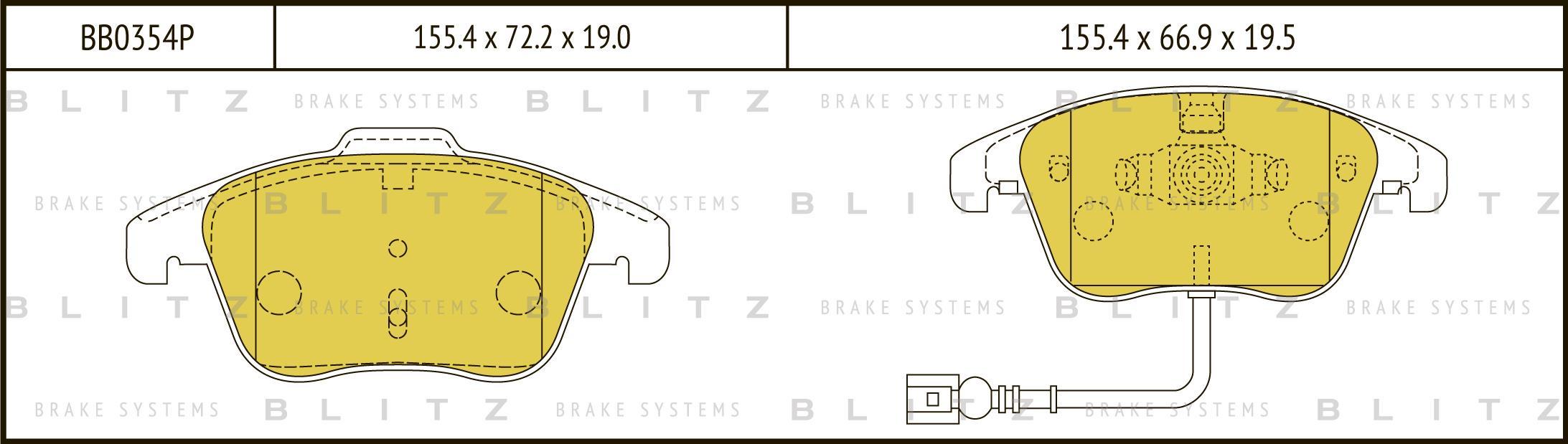 

Тормозные колодки BLITZ передние дисковые bb0354p