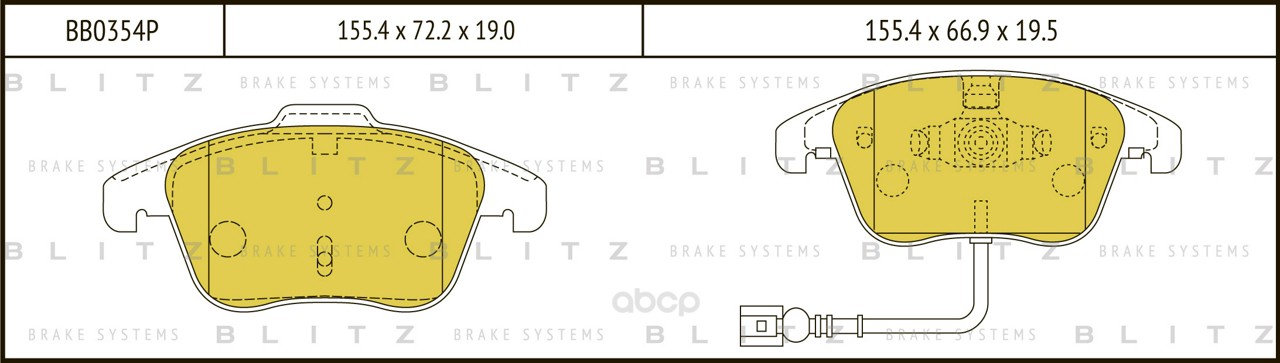 

Тормозные колодки BLITZ передние дисковые bb0354p