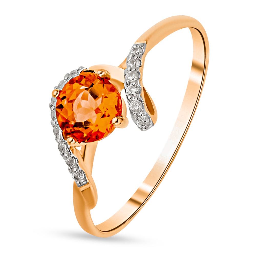 

Кольцо из красного золота с цитрином/фианитом р. , 585Gold 299000084, 299000084