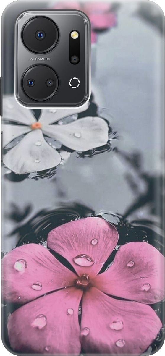 

Силиконовый чехол на Honor X7a с принтом "Фиалки в воде", Розовый;серый, 159387