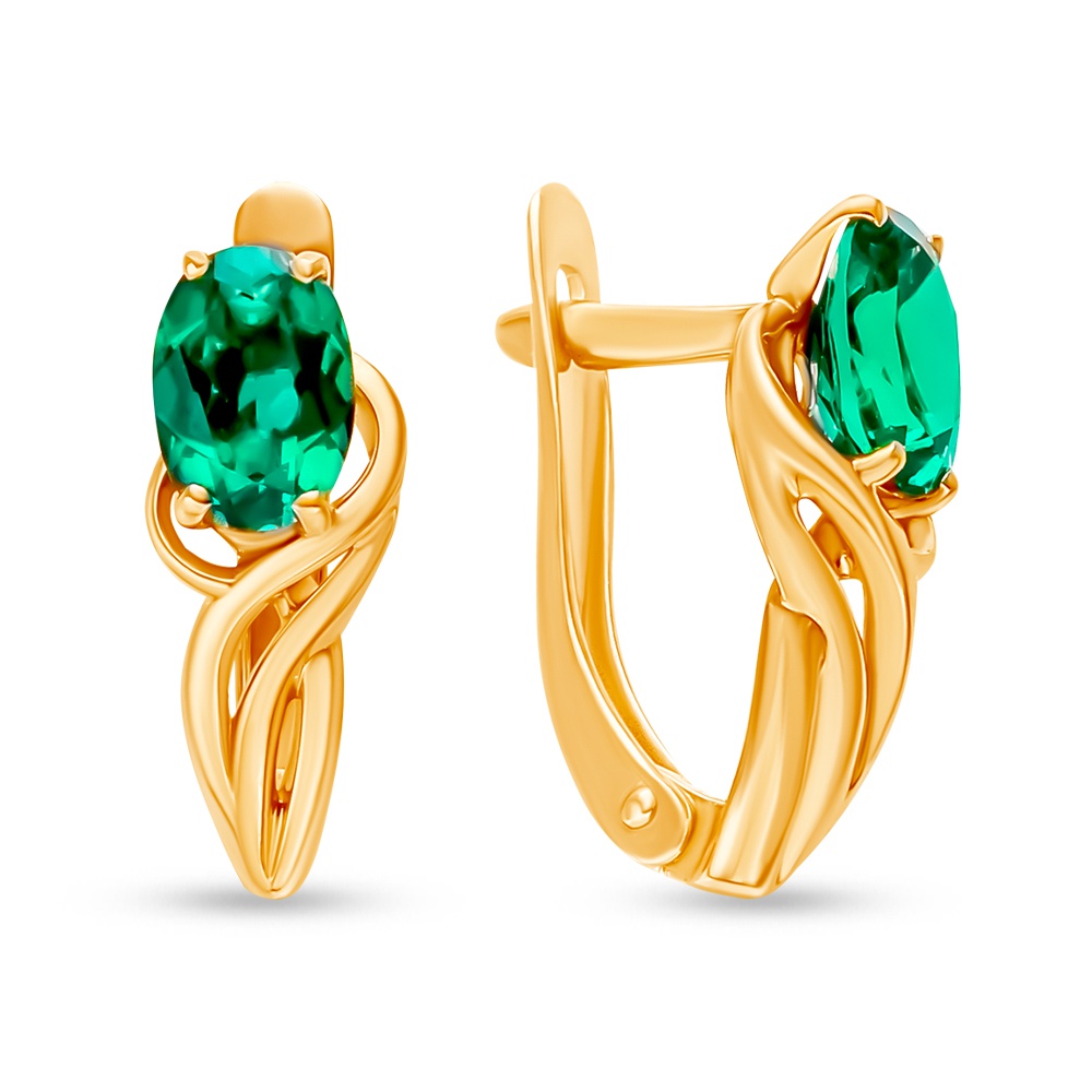

Серьги из красного золота 585Gold 202008339, изумруд искусственный, 202008339