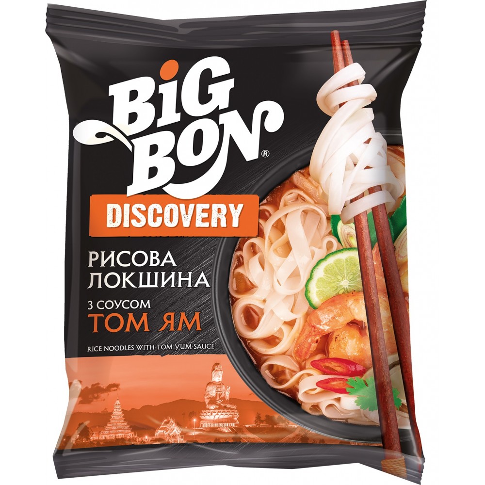 Лапша Big Bon Рисовая с соусом Том Ям быстрого приготовления 65 г