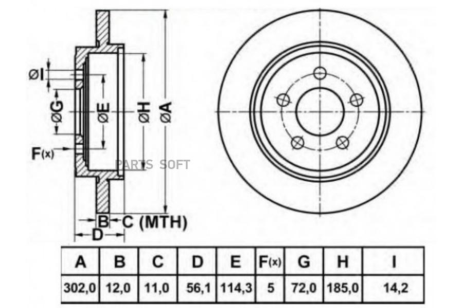

Диск тормозной задний ford maverick ii/mazda tribute 00-08 /d=302mm nibk rn1521