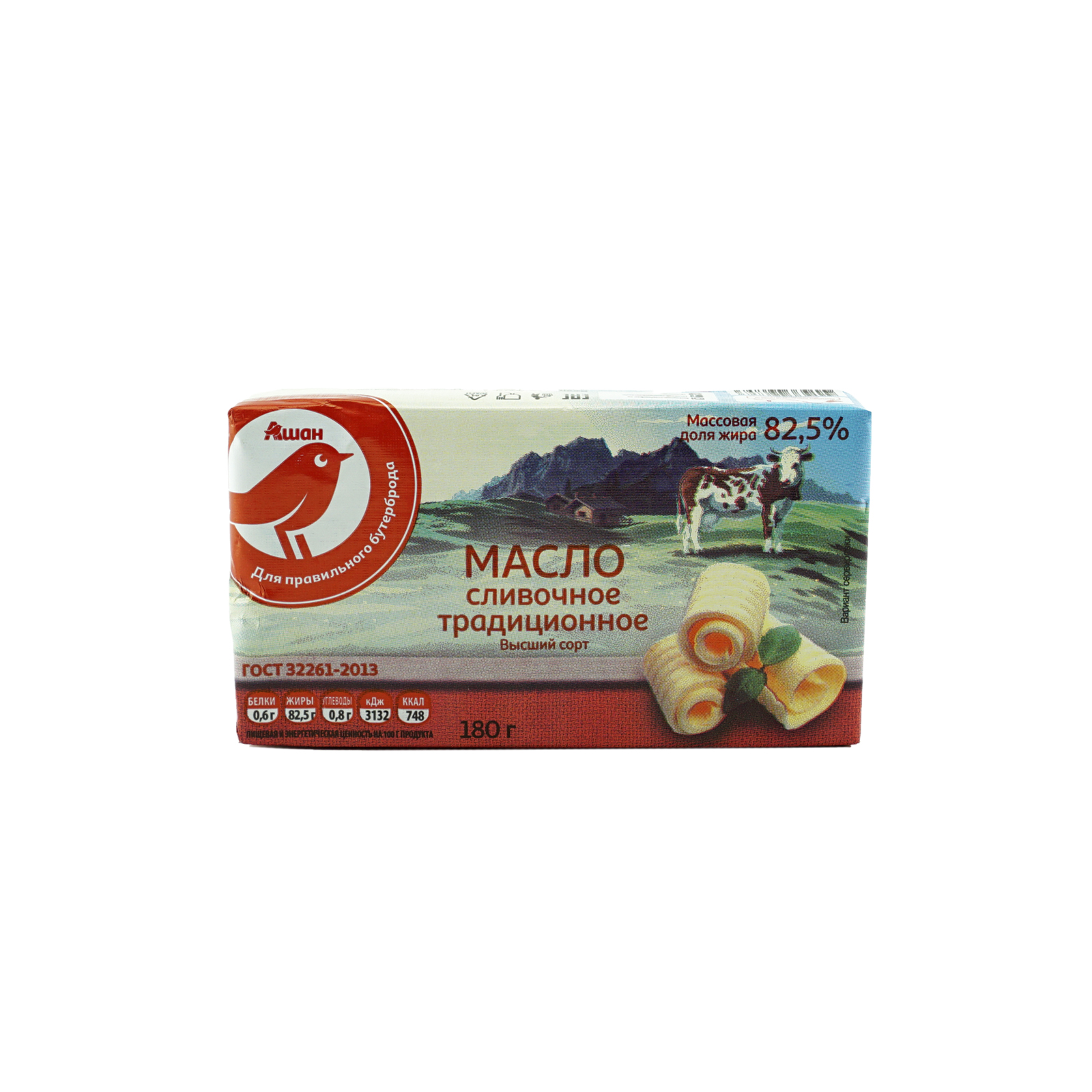 фото Сливочное масло ашан 82,5% 180 г