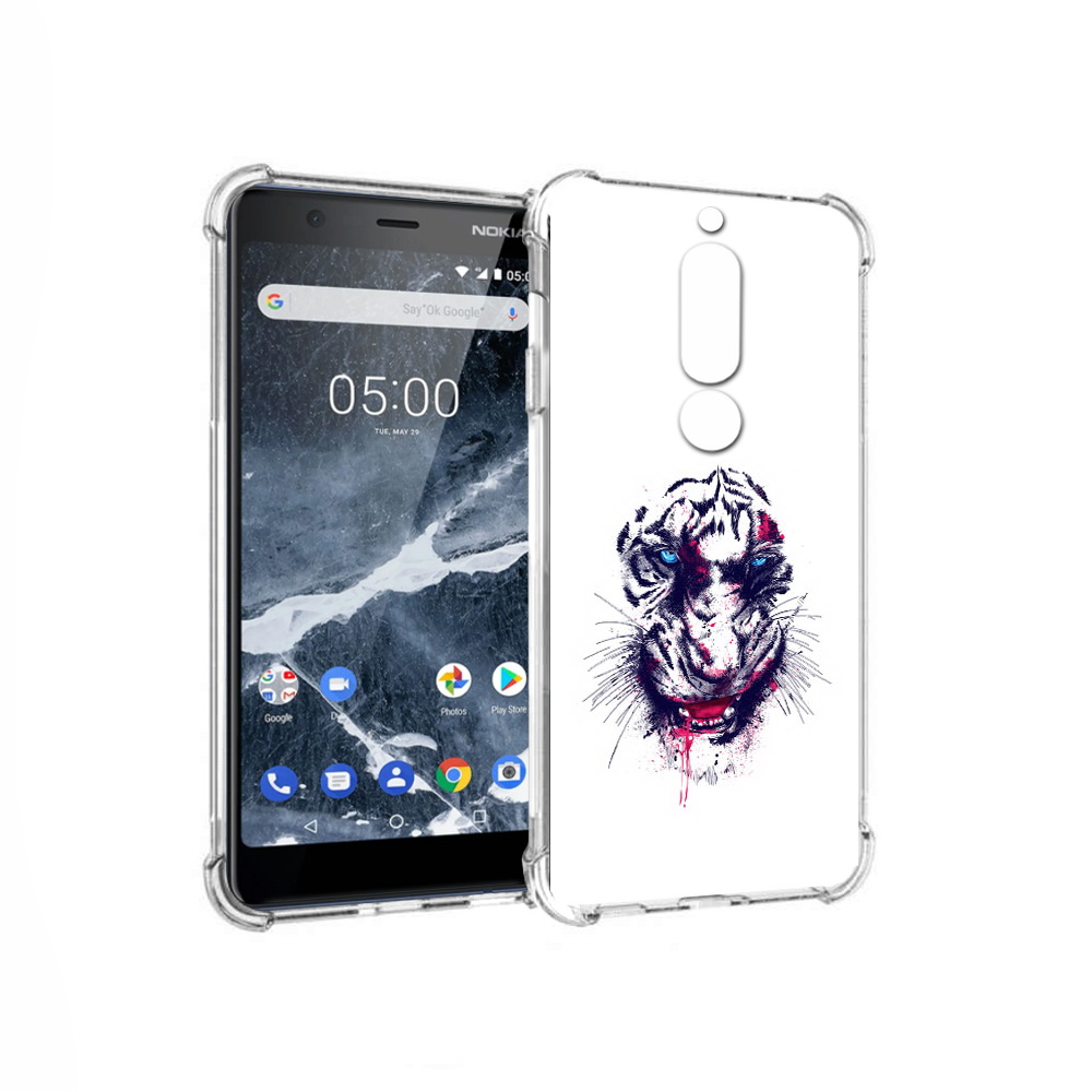 

Чехол MyPads Tocco для Nokia 5.1 безумный тигр (PT114144.121.228), Прозрачный, Tocco