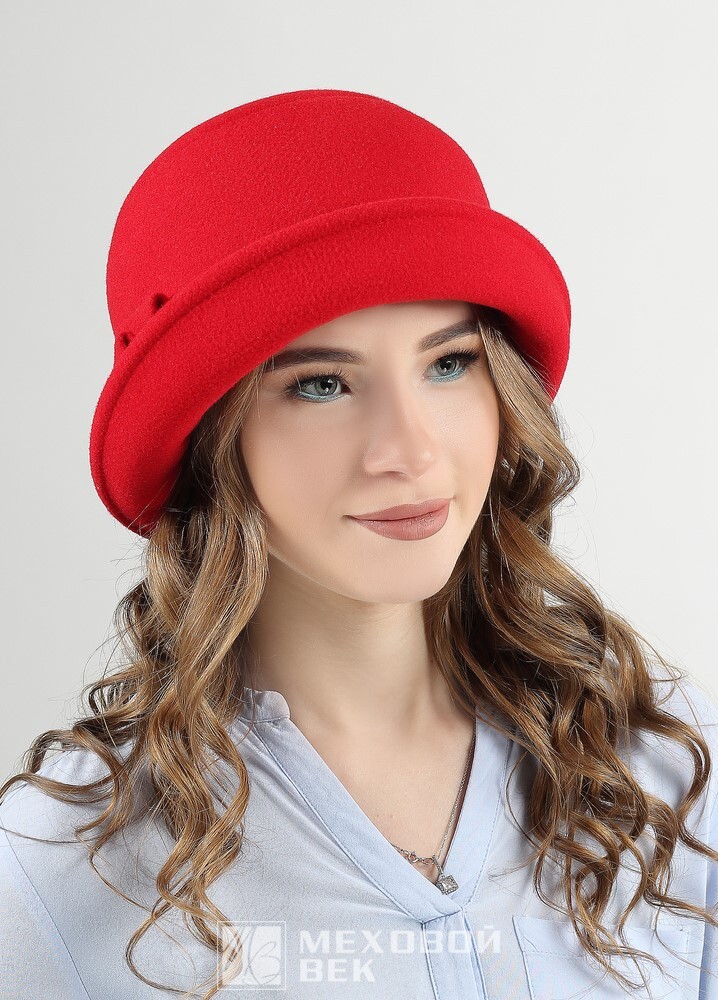 Шляпа женская Меховой Век 2854МК красная, р.55-56