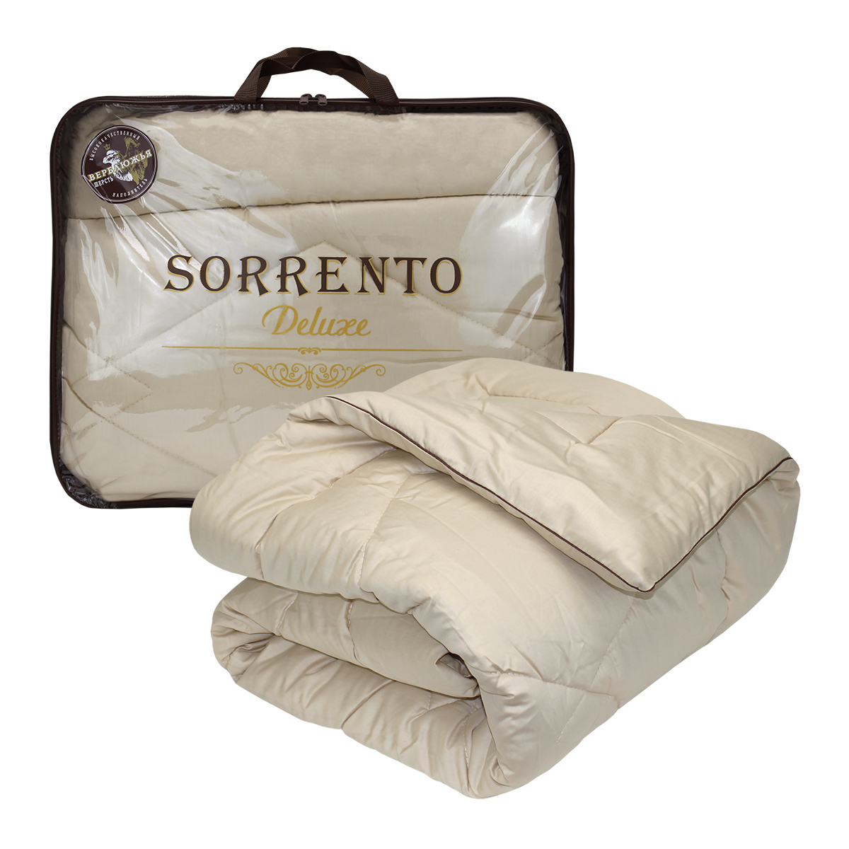 фото Одеяло 1.5 "верблюжья шерсть" классика sorrento deluxe сатин 140*205 _sorrento deluxe_