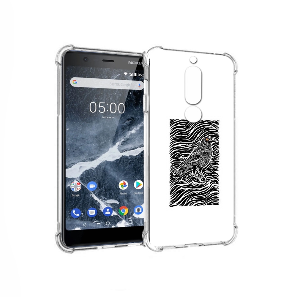 

Чехол MyPads Tocco для Nokia 5.1 ворон в абстракции (PT114144.121.272), Прозрачный, Tocco