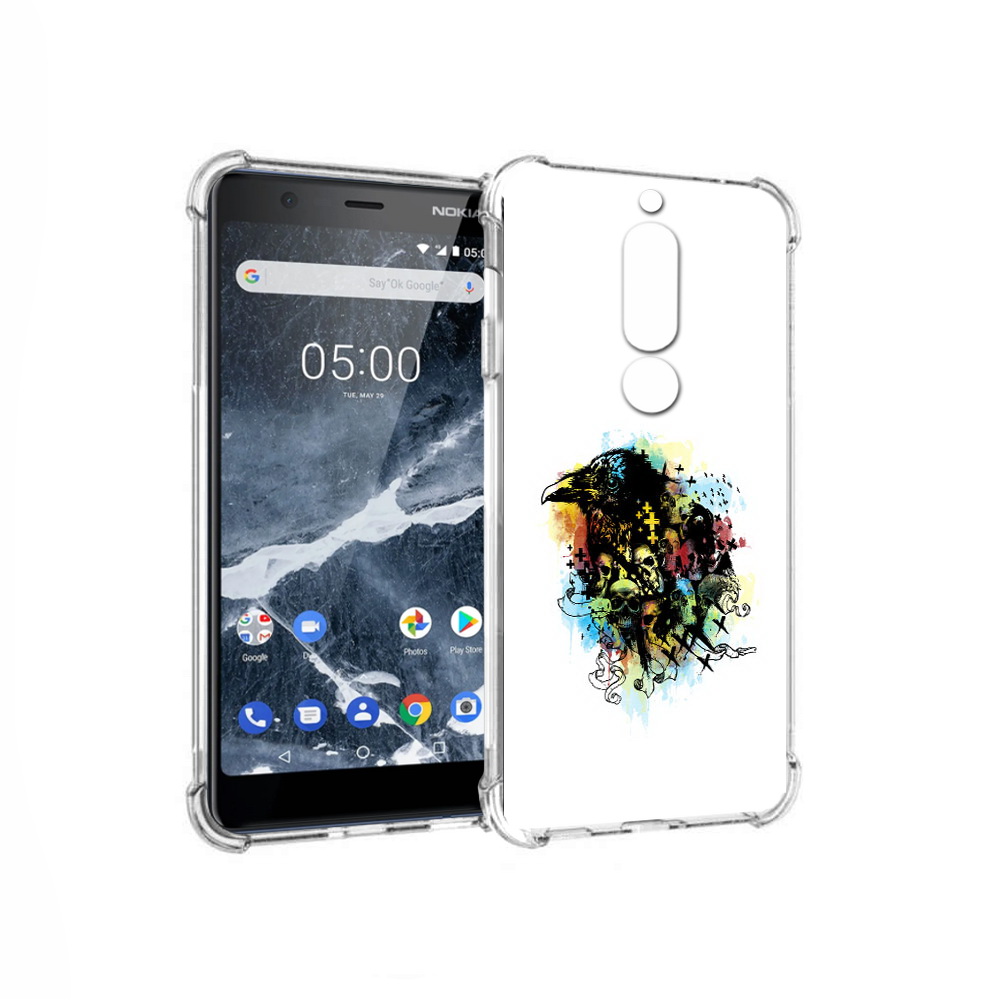 

Чехол MyPads Tocco для Nokia 5.1 ворон и черепа (PT114144.121.273), Прозрачный, Tocco