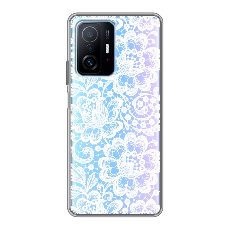 

Полупрозрачный дизайнерский силиконовый чехол для Xiaomi 11T Прозрачные кружева