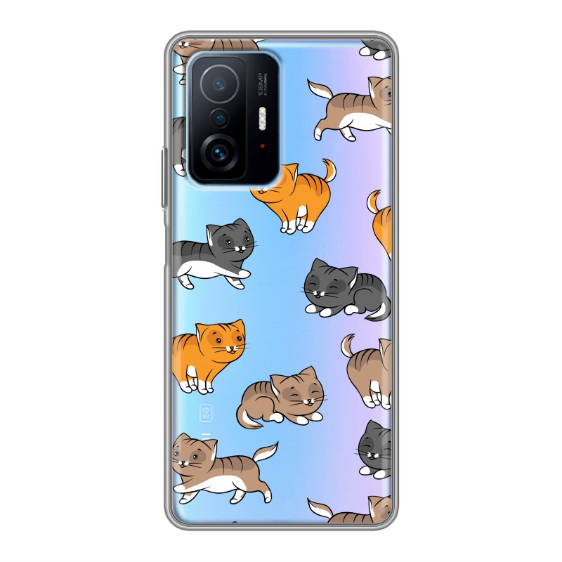 

Полупрозрачный дизайнерский силиконовый чехол для Xiaomi 11T Прозрачные котята