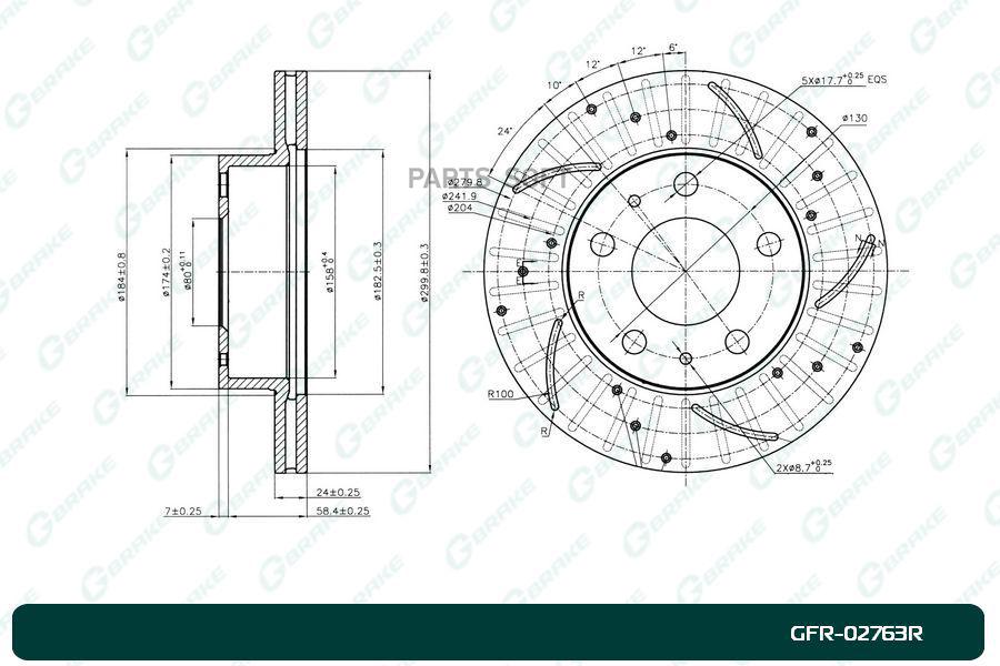 

Тормозной диск GBRAKE перфорированный вентилируемый правый GFR02763R
