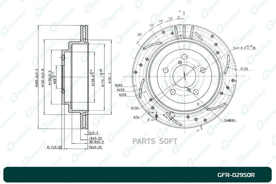 

Тормозной диск GBRAKE перфорированный вентилируемый правый GFR02950R