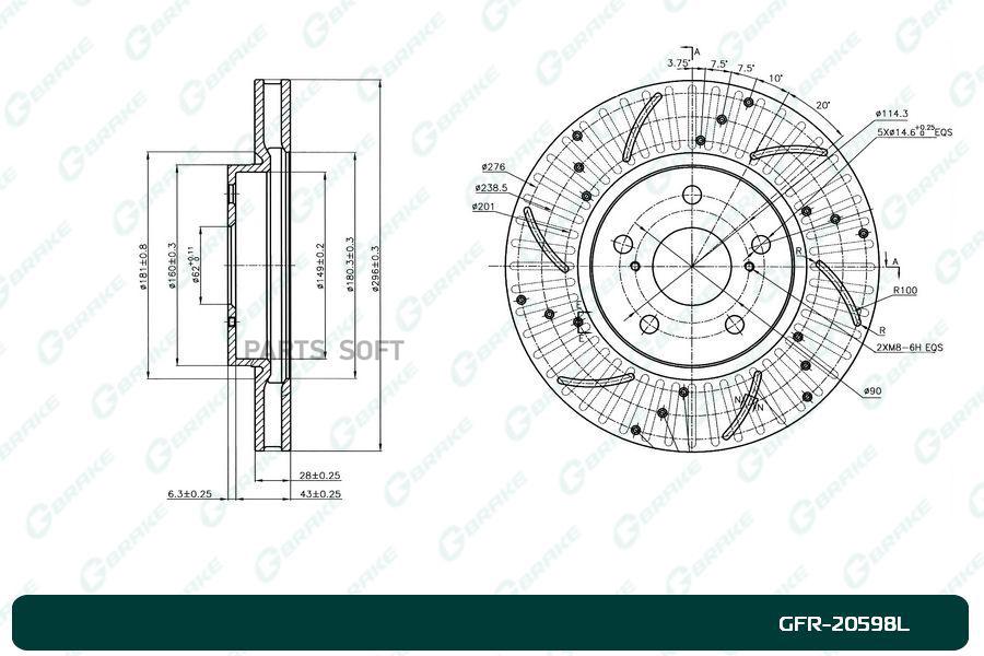 

Тормозной диск GBRAKE перфорированный вентилируемый левый GFR20598L