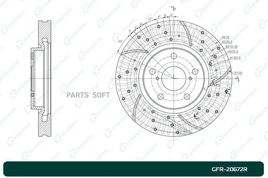 

Тормозной диск GBRAKE перфорированный вентилируемый правый GFR20672R