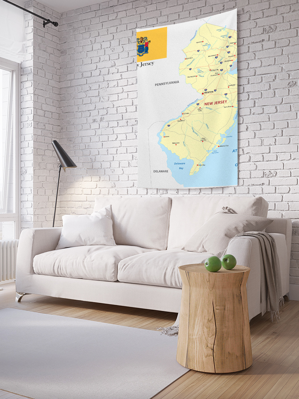 

Вертикальное фотопанно на стену JoyArty Карта Штат Нью-Джерси 150x200 см, Карта Штат Нью-Джерси