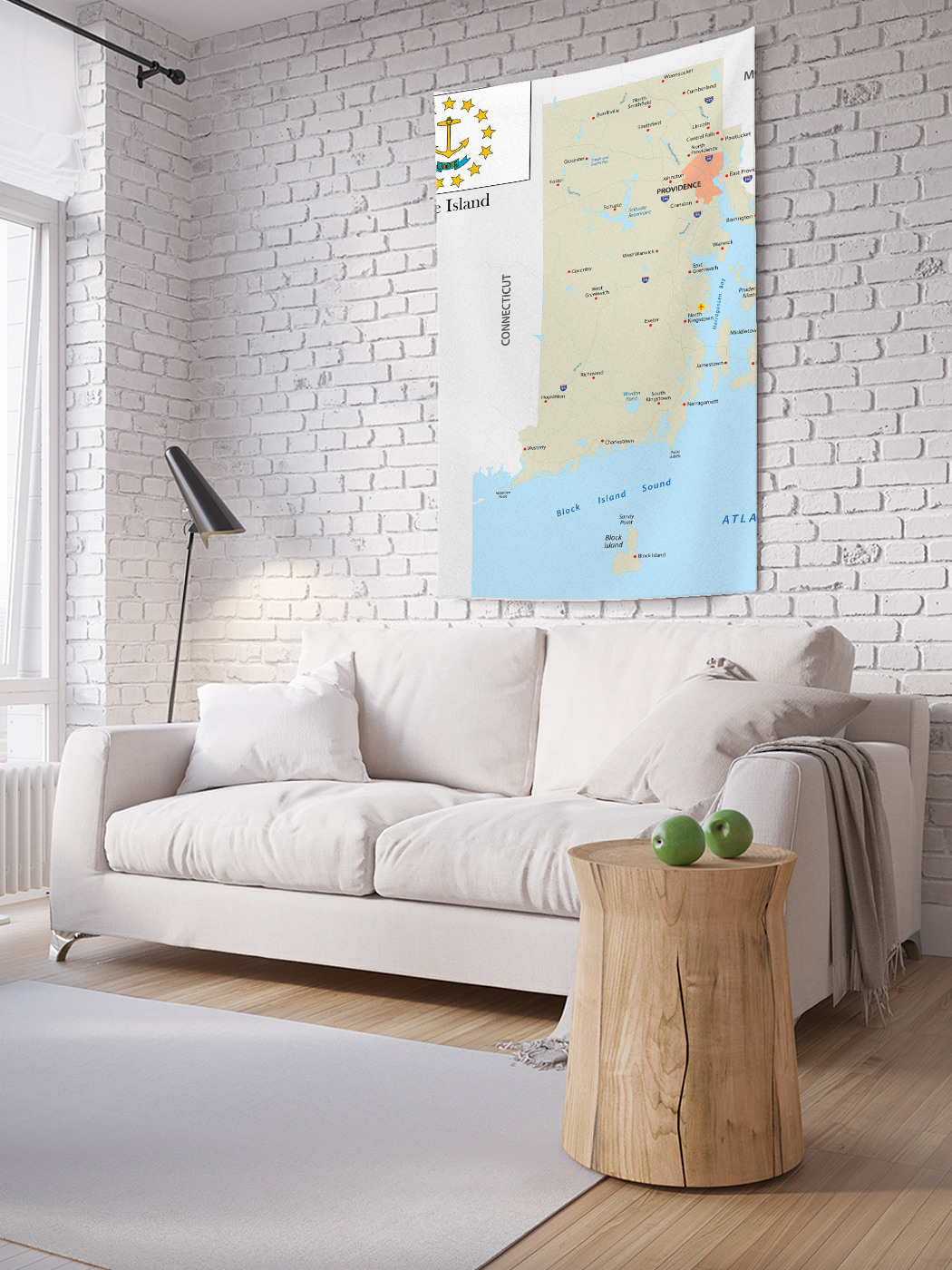 

Вертикальное фотопанно на стену JoyArty Карта Штат Род-Айленд 150x200 см, Карта Штат Род-Айленд