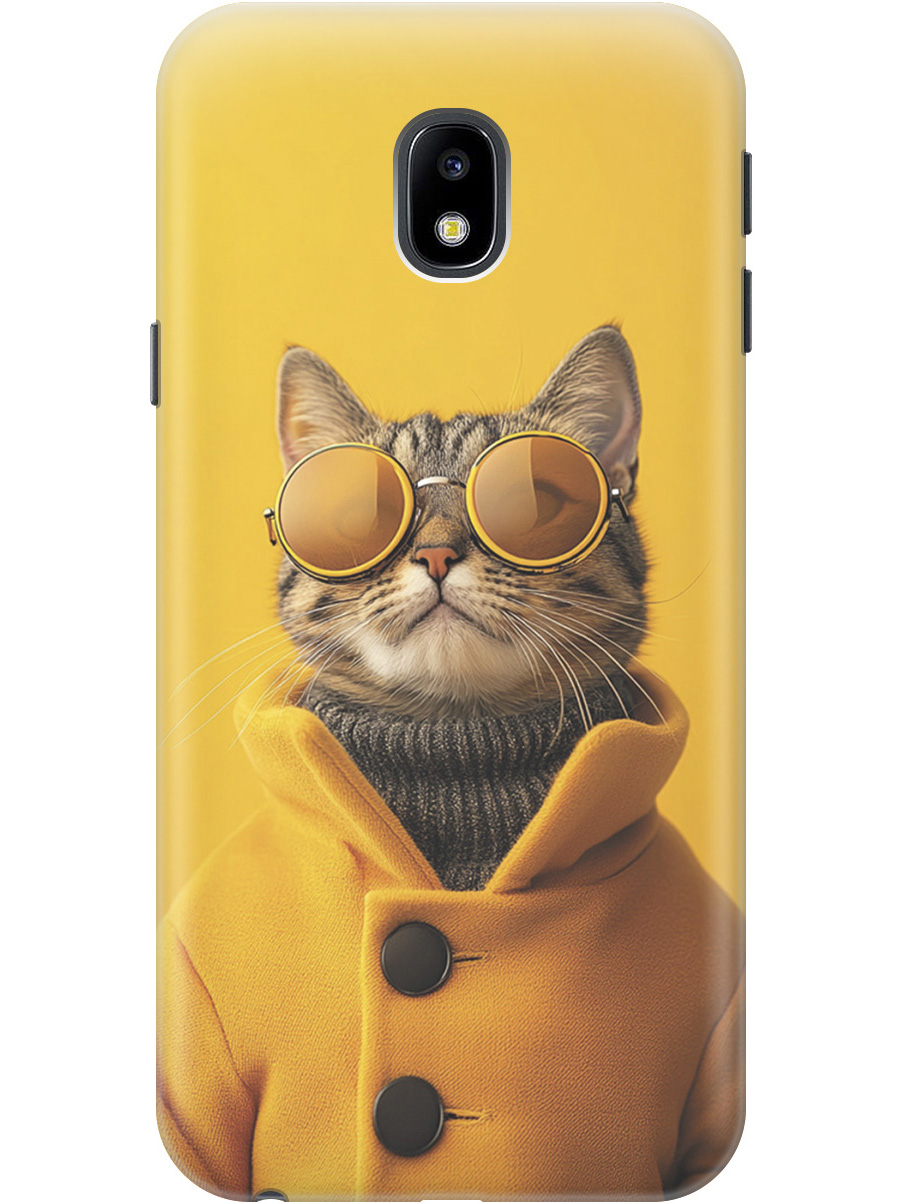 

Силиконовый чехол на Samsung Galaxy J3 (2017) с принтом "Котик в желтых очках", Прозрачный;желтый;черный, 713722212