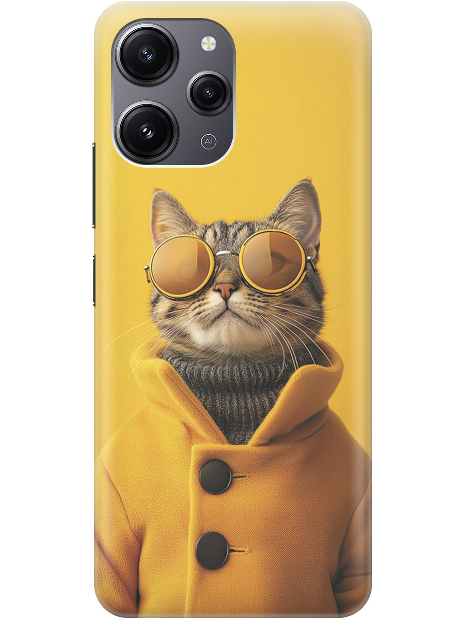 

Силиконовый чехол на Xiaomi Redmi 12 с принтом "Котик в желтых очках", Прозрачный;желтый;черный, 772621712