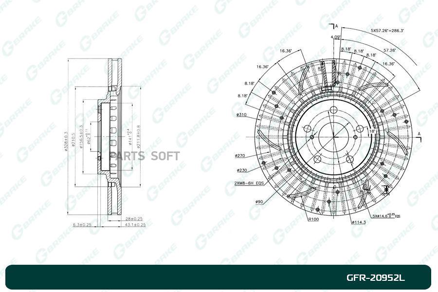 

Тормозной диск GBRAKE перфорированный вентилируемый левый GFR20952L