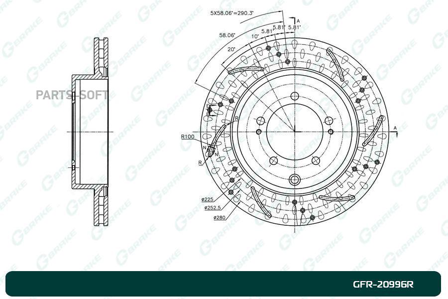 

Тормозной диск GBRAKE перфорированный вентилируемый правый GFR20996R