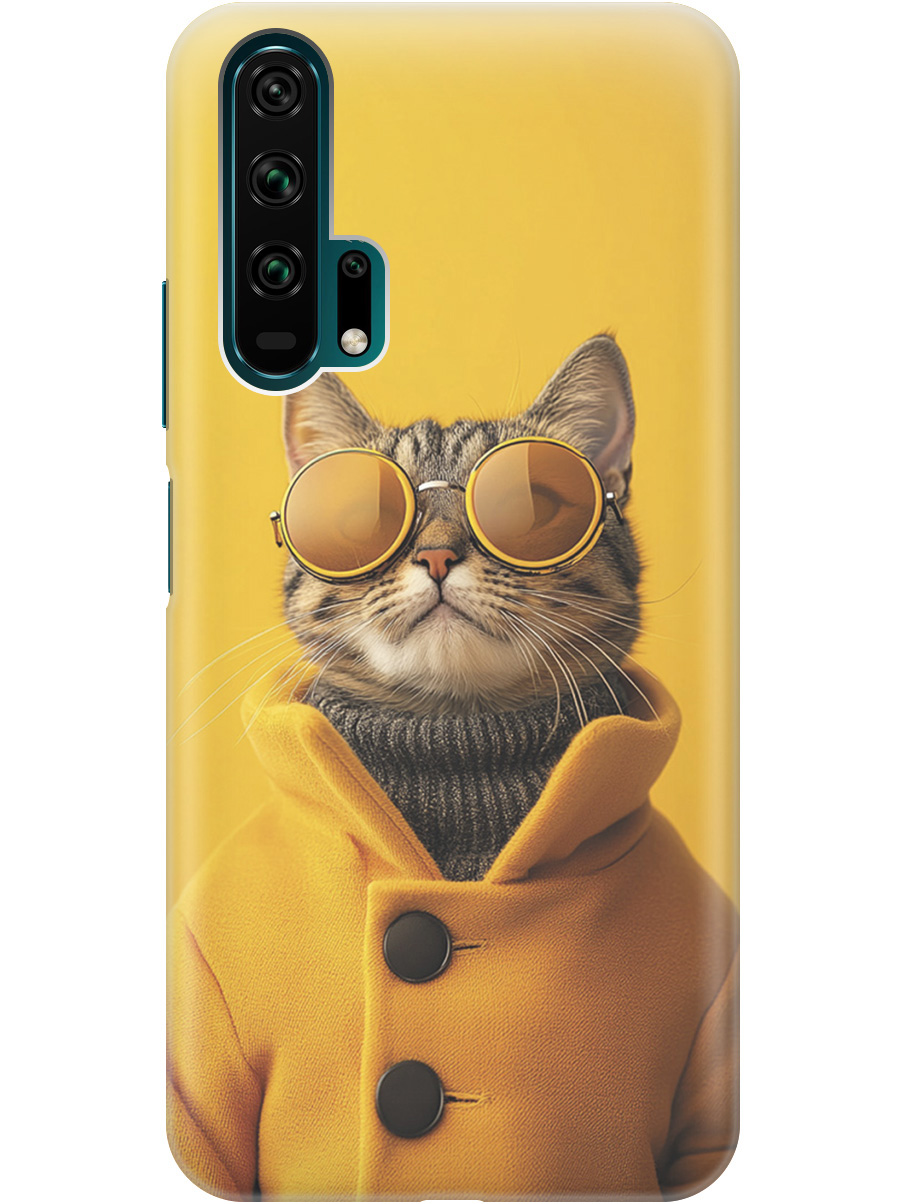 

Силиконовый чехол на Honor 20 Pro с принтом "Котик в желтых очках", Прозрачный;желтый;черный, 721700712