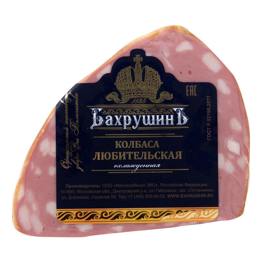 

Колбаса вареная Бахрушинъ Любительская +-400 г