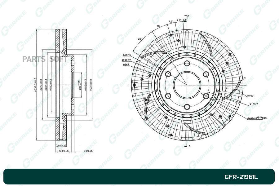 

Тормозной диск GBRAKE перфорированный вентилируемый левый GFR21961L