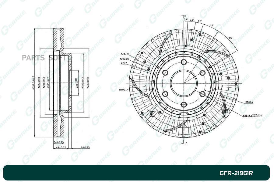 

Тормозной диск GBRAKE перфорированный вентилируемый правый GFR21961R