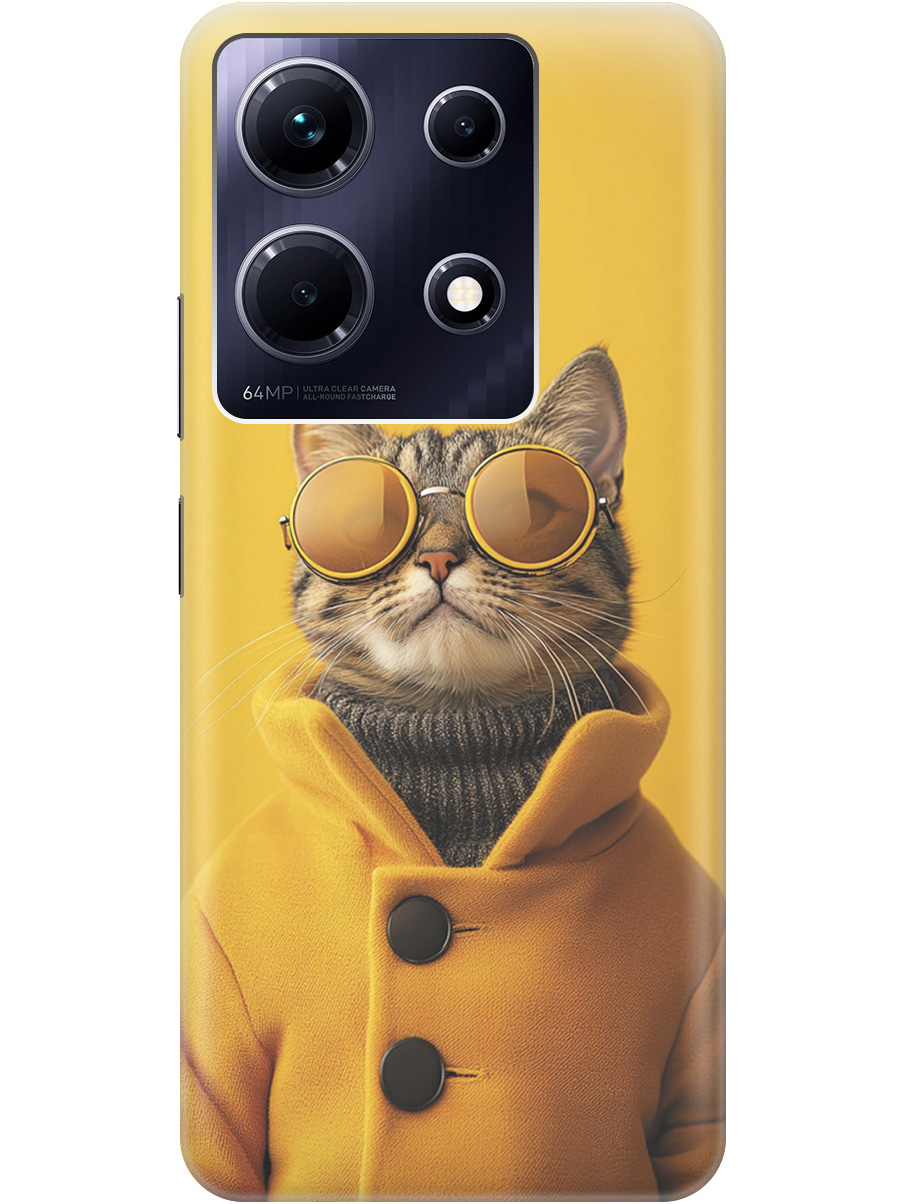 

Силиконовый чехол на Infinix Note 30 с принтом "Котик в желтых очках", Прозрачный;желтый;черный, 773943712