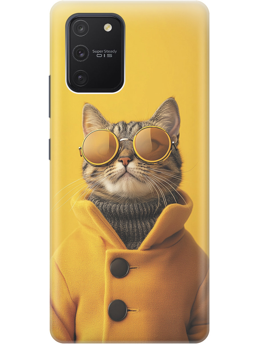 

Силиконовый чехол на Samsung Galaxy S10 Lite с принтом "Котик в желтых очках", Прозрачный;желтый;черный, 722694712