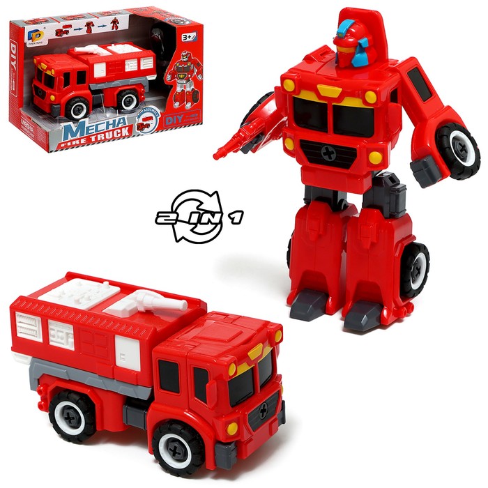 Конструктор винтовой Dade Toys, Пожарная 9785369, 2 в 1 робот-машина пожарная машина junfa toys 896c 6