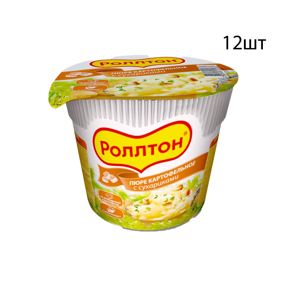 Пюре картофельное Роллтон с сухариками, 40 г х 12 шт