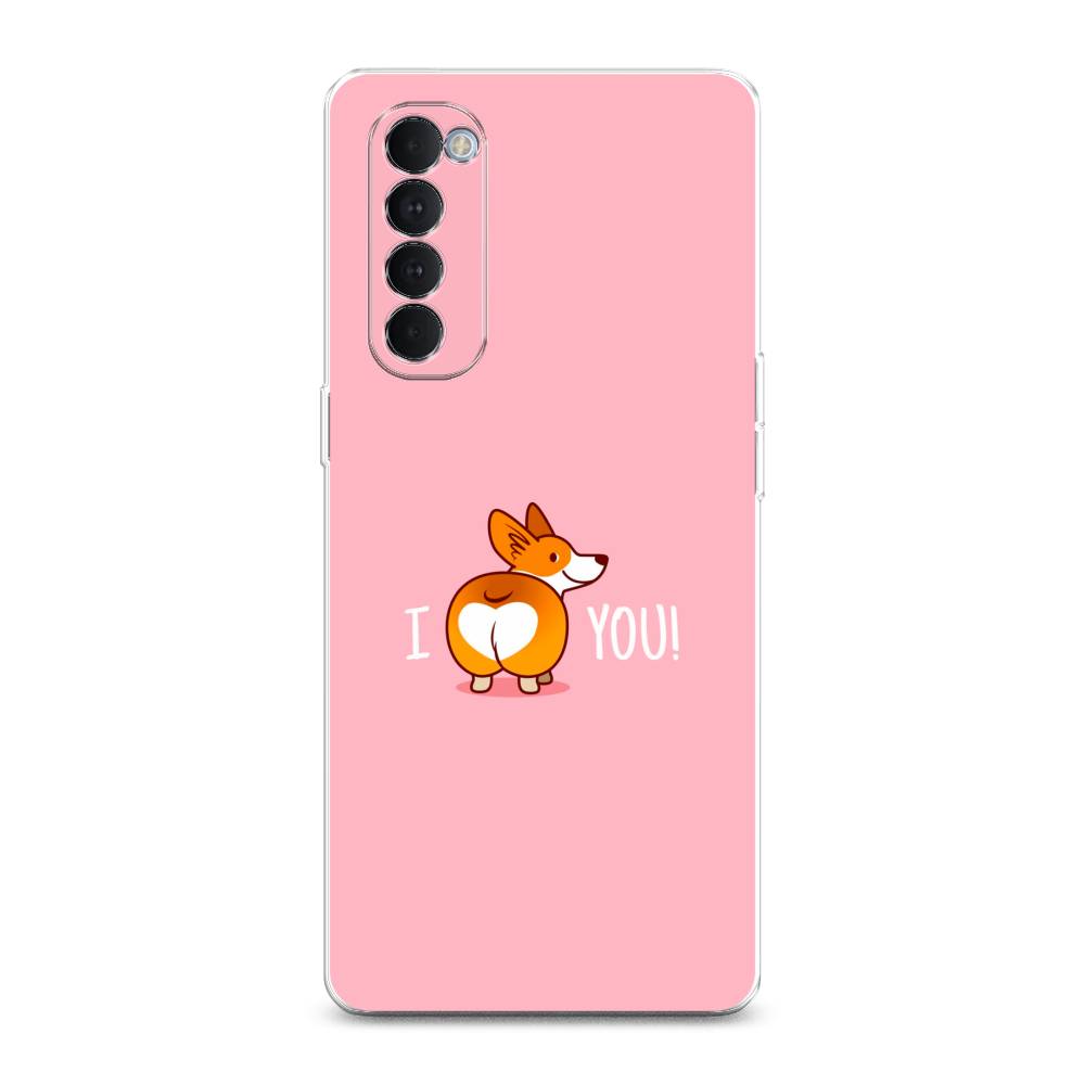 

Чехол на Oppo Reno 4 Pro "Корги I love you", Розовый;коричневый;белый, 258950-1