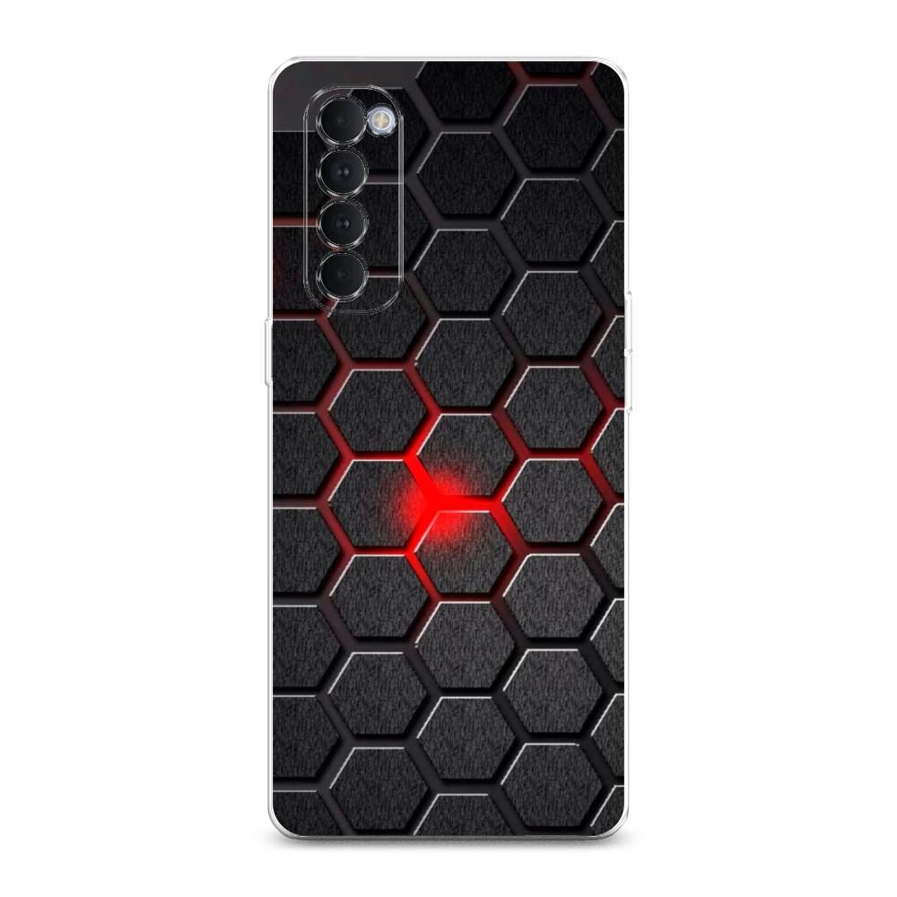 

Чехол на Oppo Reno 4 Pro "Соты красные", Красный;черный;серый, 258950-3