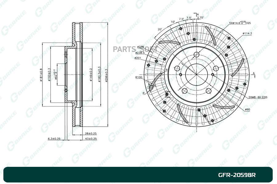 

Тормозной диск GBRAKE перфорированный вентилируемый правый GFR20598R