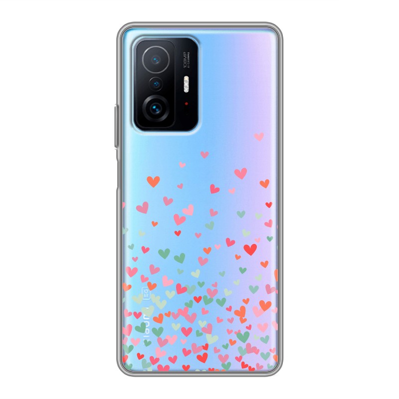 

Полупрозрачный дизайнерский силиконовый чехол для Xiaomi 11T Прозрачные сердечки