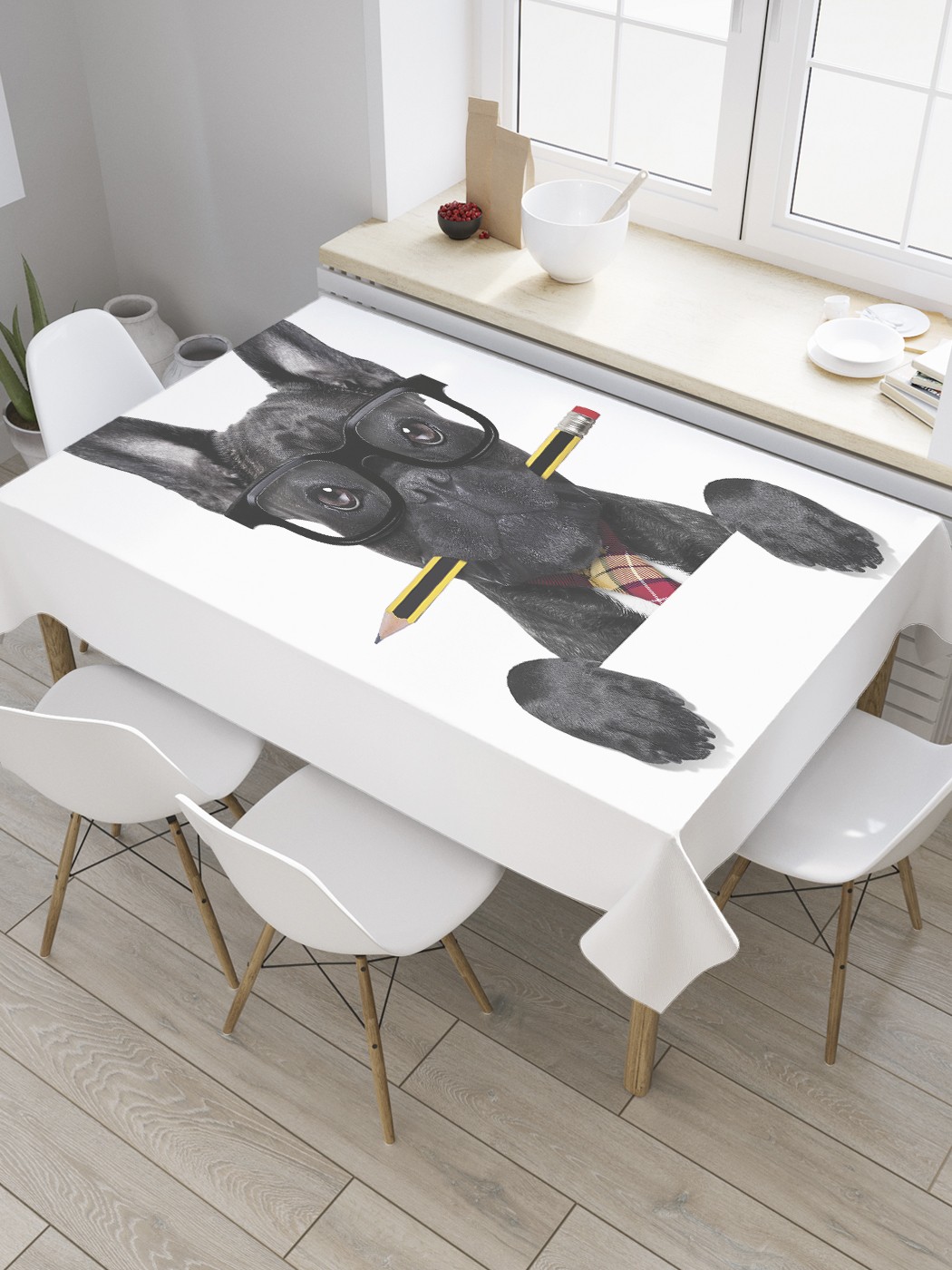 

Скатерть прямоугольная JoyArty "В зубах карандаш" из оксфорда, 120x145 см, Белый, В зубах карандаш