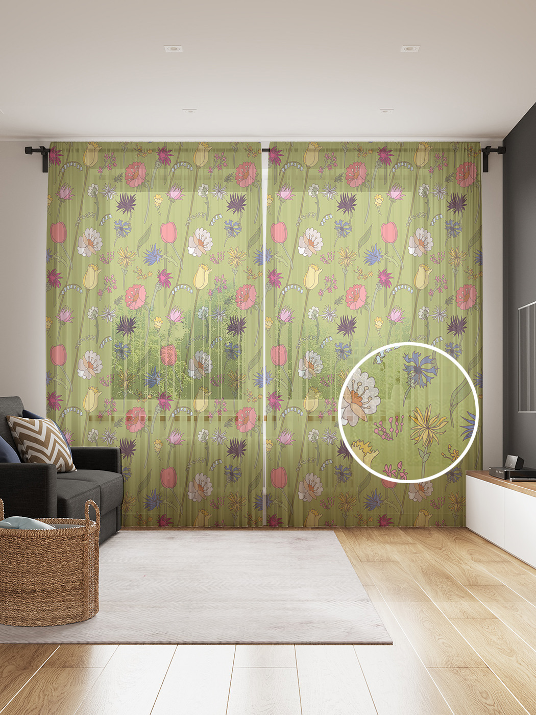 

Фототюль JoyArty "Весенние первоцветы", 145x265см, 2 полотна, лента, 50 крючков, Весенние первоцветы