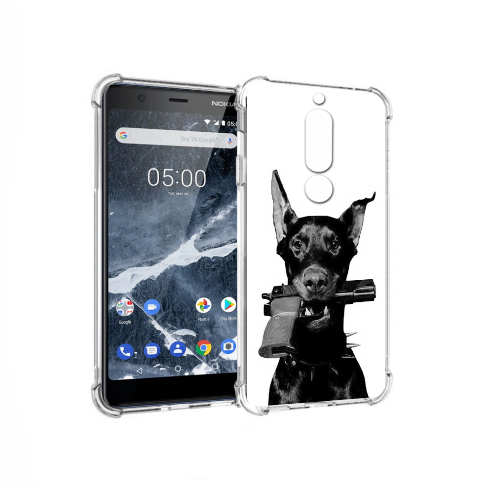 

Чехол MyPads Tocco для Nokia 5.1 доберман с пистолетом (PT114144.121.331), Прозрачный, Tocco