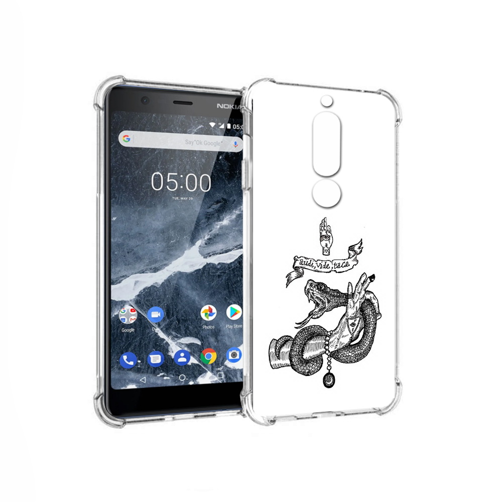 

Чехол MyPads Tocco для Nokia 5.1 змея на руке рисунок (PT114144.121.366), Прозрачный, Tocco