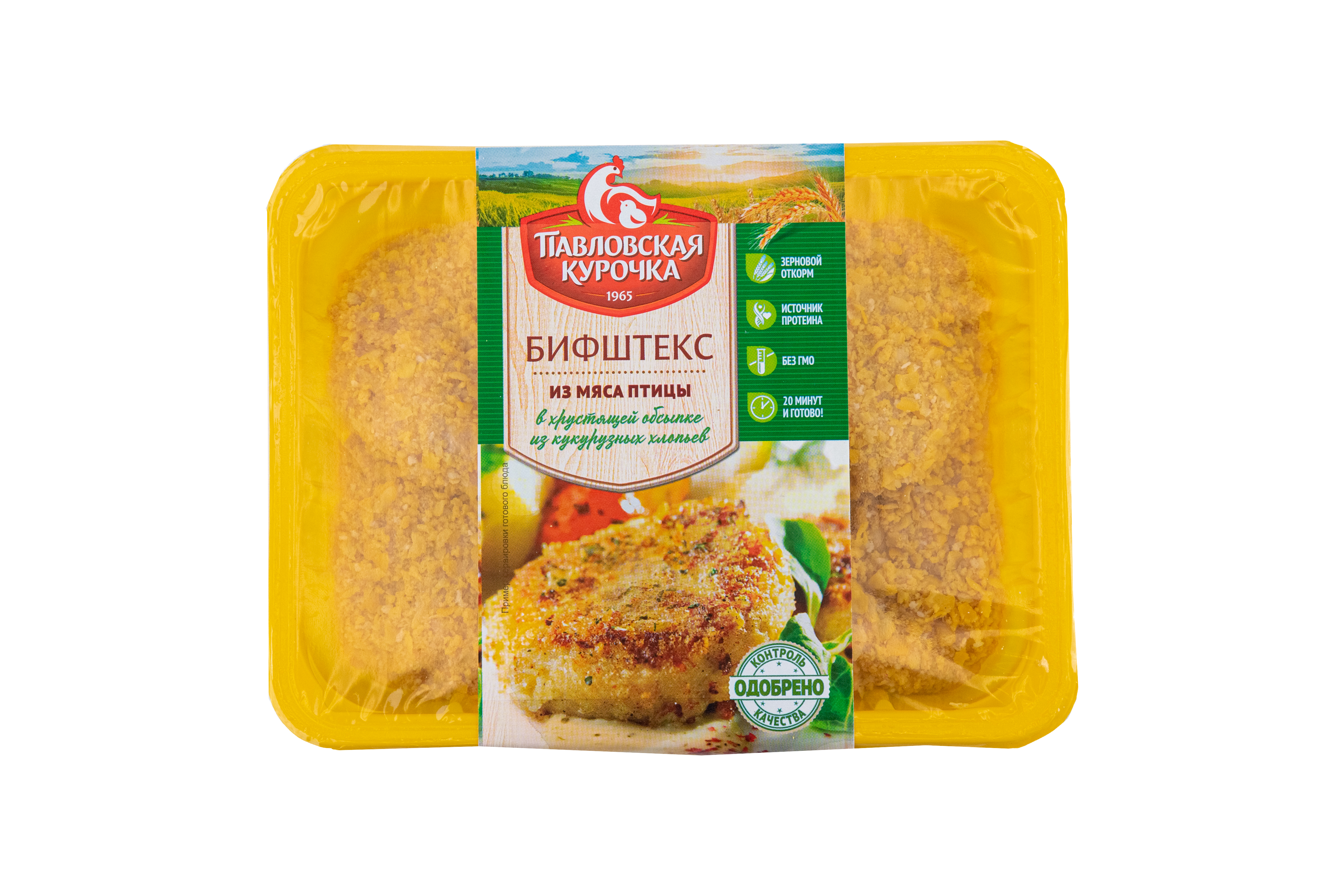 

Бифштекс из мяса птицы Павловская Курочка охлажденный 440 г