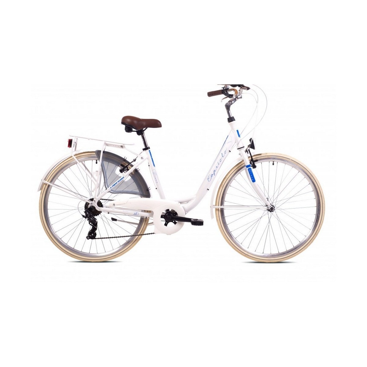 Велосипед CAPRIOLO CITY DIANA ALU 28'' 1 X 7, ALU 18'' белый - синий 2024