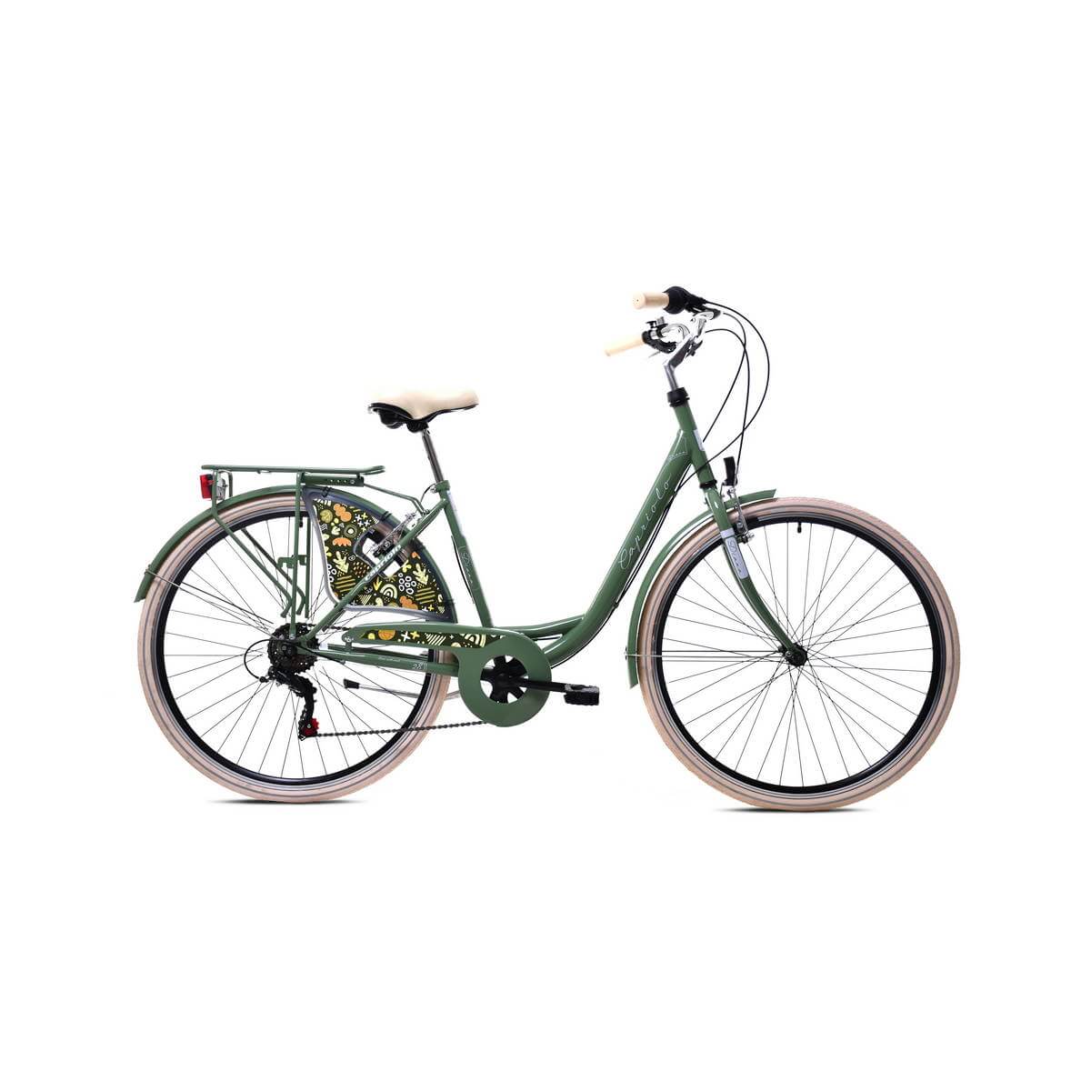 Велосипед CAPRIOLO CITY DIANA STEEL 28'' 1 X 6, STEEL 18'' оливковый - зелёный 2024