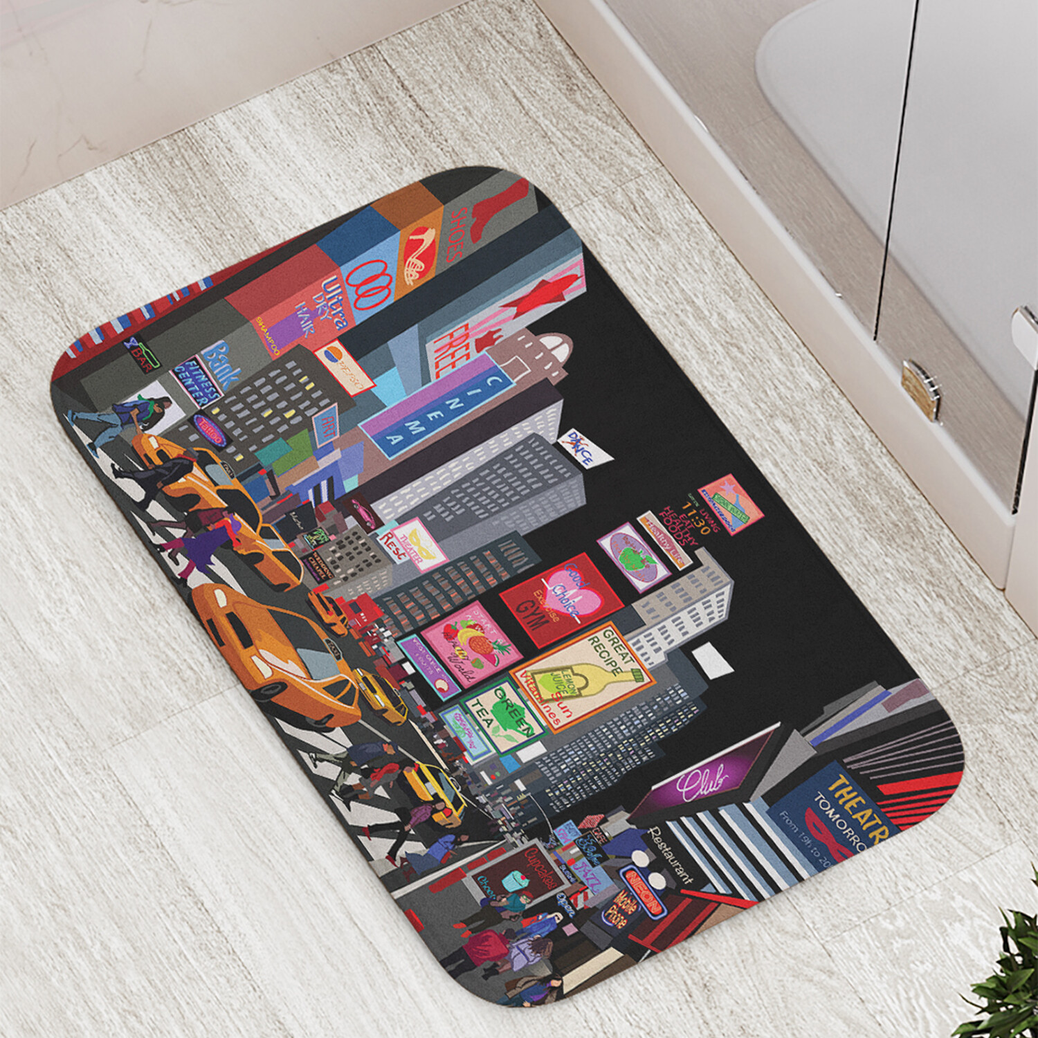 

Коврик противоскользящий JoyArty "Ночной Таймс-сквер" для ванной сауны бассейна 77х52см, Ночной Таймс-сквер