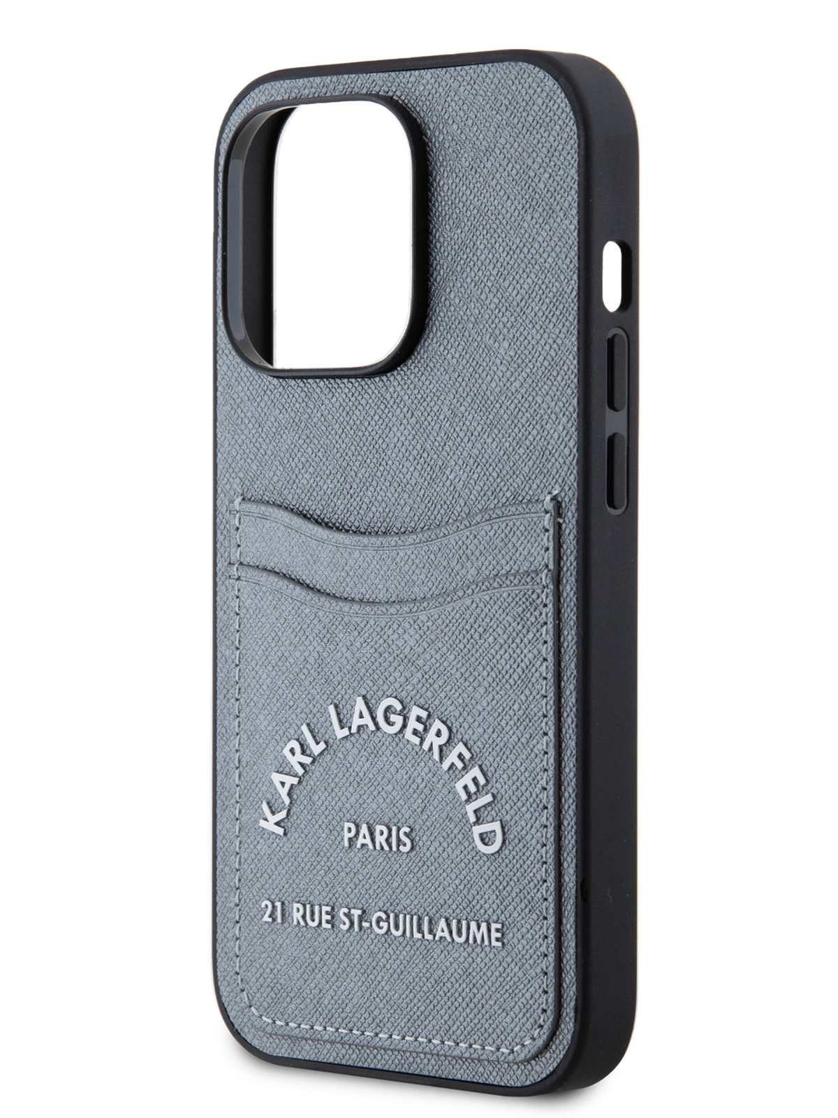 Чехол Karl Lagerfeld для iPhone 14 Pro с карманом для карт RSG 3D rubber logo Hard Grey