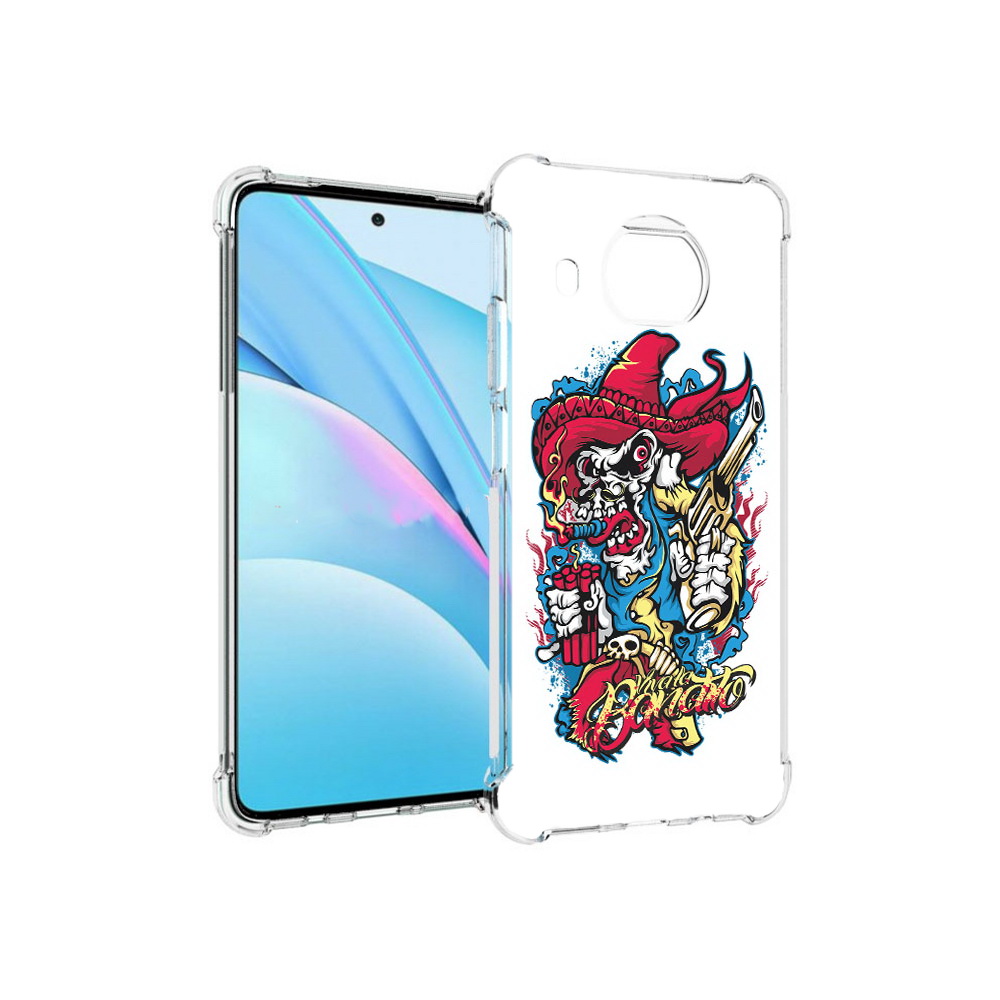 

Чехол MyPads Tocco для Xiaomi Mi 10T Lite нарисованный скелет с писталетом, Прозрачный, Tocco
