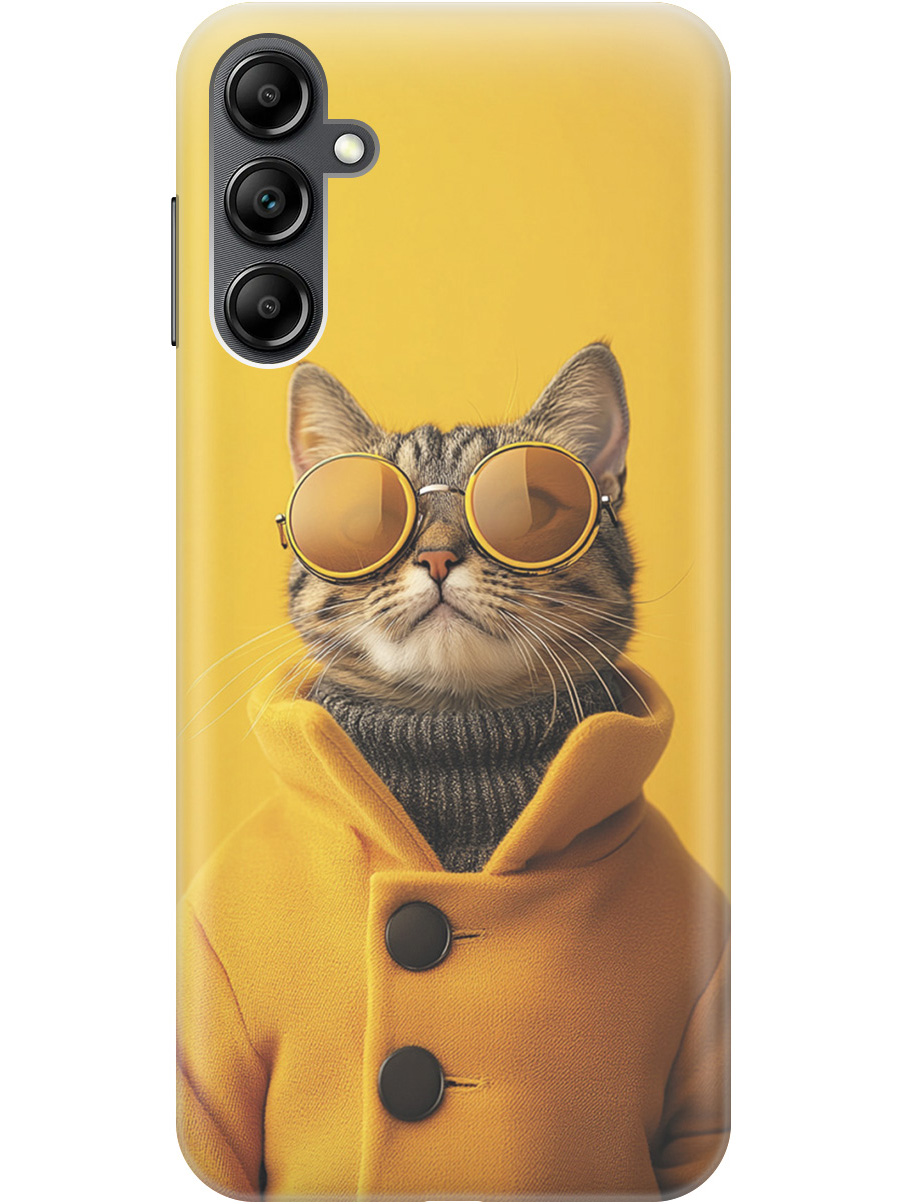 

Силиконовый чехол на Samsung Galaxy A14 с принтом "Котик в желтых очках", Прозрачный;желтый;черный, 768741412