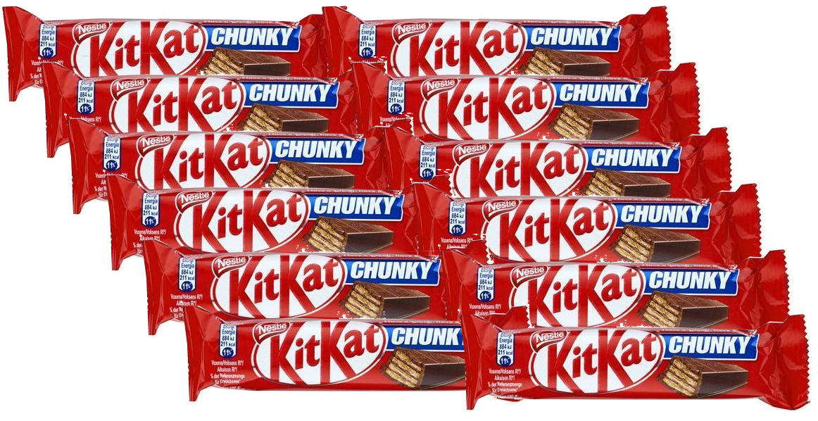 Батончик KitKat Chunky молочный шоколад с хрустящей вафлей, 12 шт по 40 г