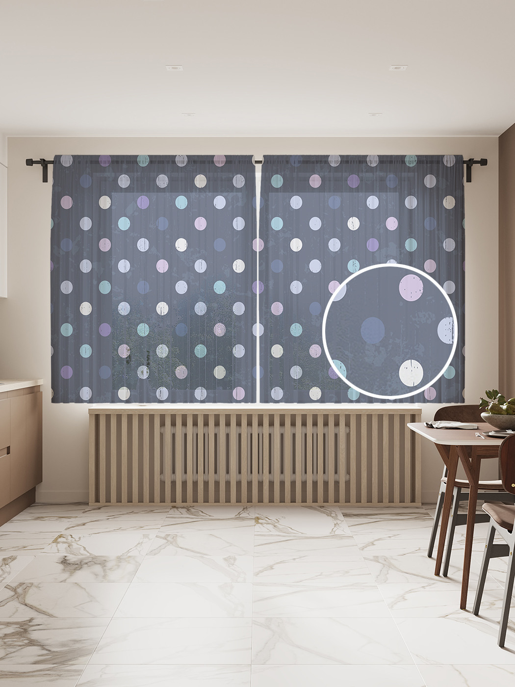 

Фототюль JoyArty "Разнообразный горошек" 145x180см, 2 полотна, лента, 50 крючков, Разнообразный горошек